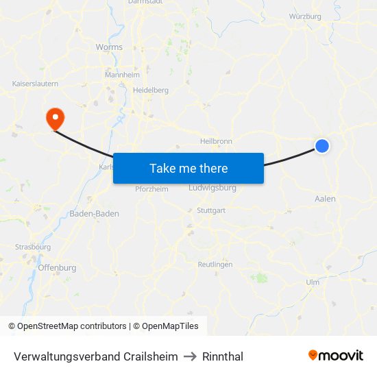 Verwaltungsverband Crailsheim to Rinnthal map