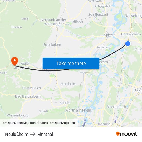 Neulußheim to Rinnthal map