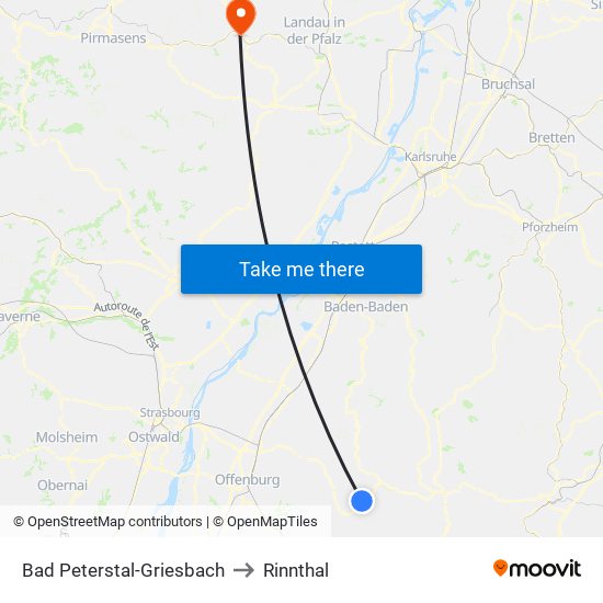 Bad Peterstal-Griesbach to Rinnthal map