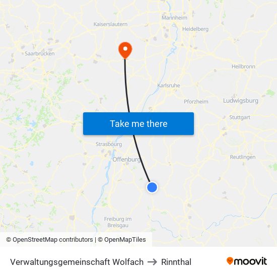 Verwaltungsgemeinschaft Wolfach to Rinnthal map