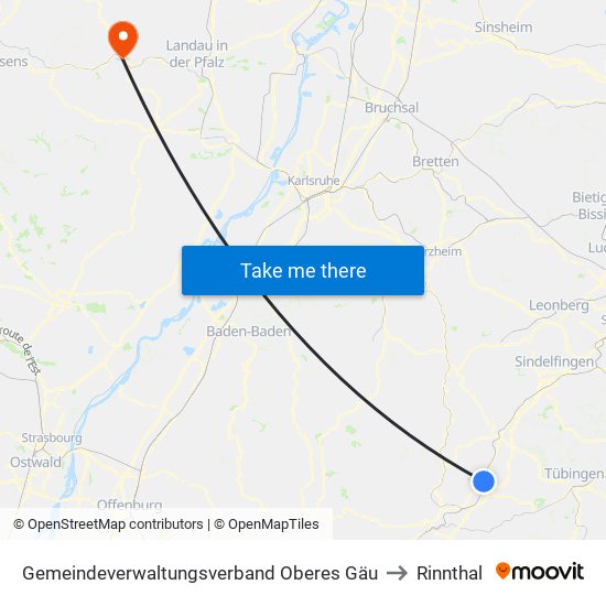 Gemeindeverwaltungsverband Oberes Gäu to Rinnthal map