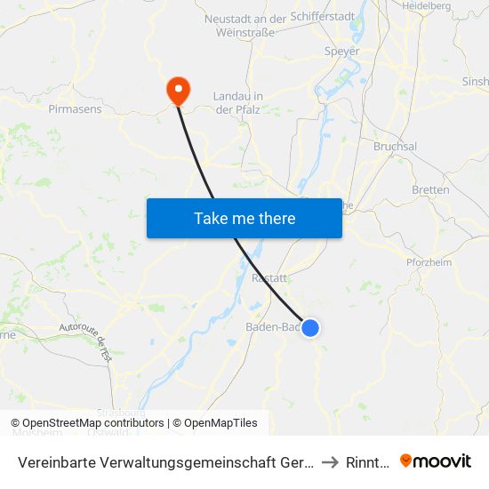 Vereinbarte Verwaltungsgemeinschaft Gernsbach to Rinnthal map