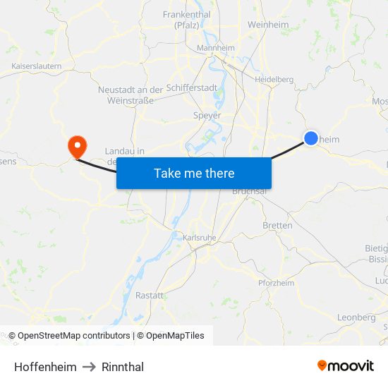 Hoffenheim to Rinnthal map