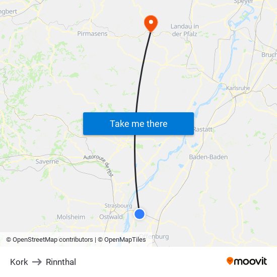 Kork to Rinnthal map