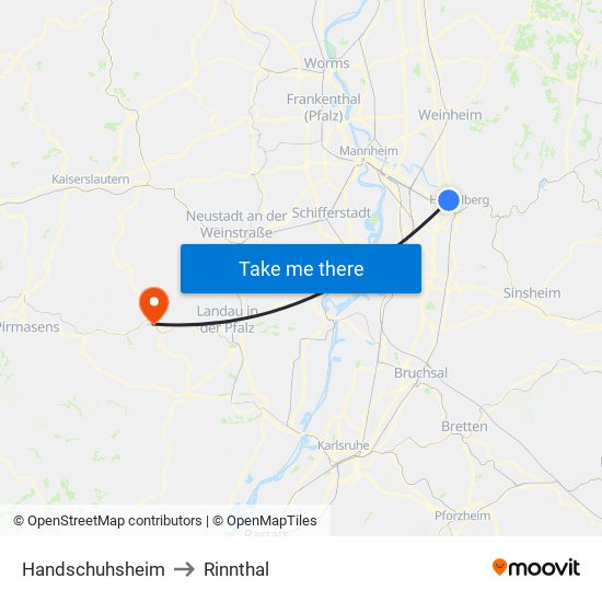 Handschuhsheim to Rinnthal map
