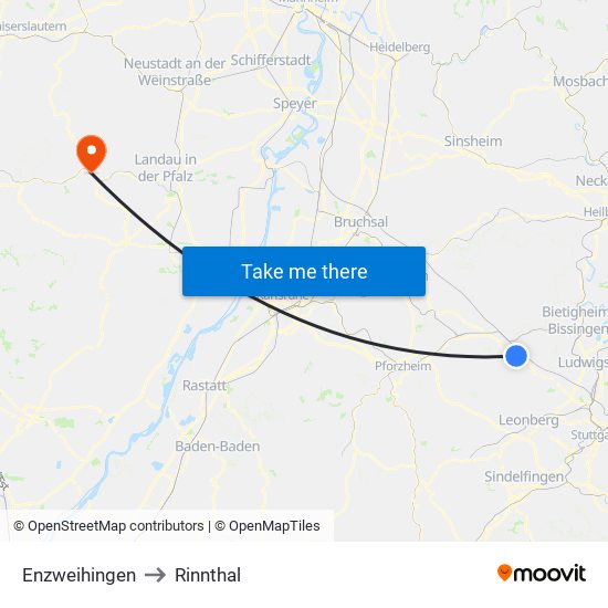 Enzweihingen to Rinnthal map