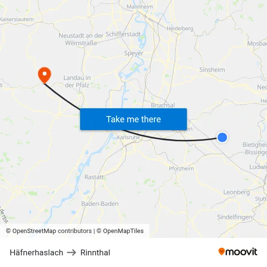 Häfnerhaslach to Rinnthal map