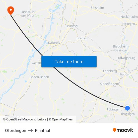 Oferdingen to Rinnthal map