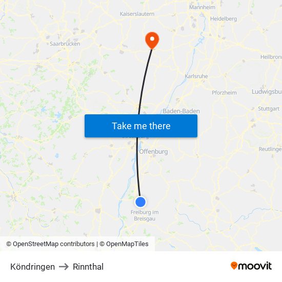 Köndringen to Rinnthal map