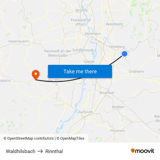 Waldhilsbach to Rinnthal map