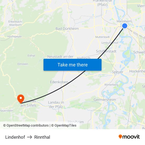 Lindenhof to Rinnthal map