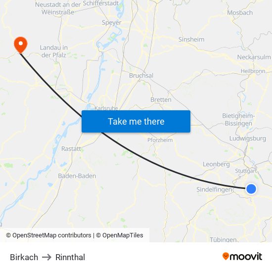 Birkach to Rinnthal map