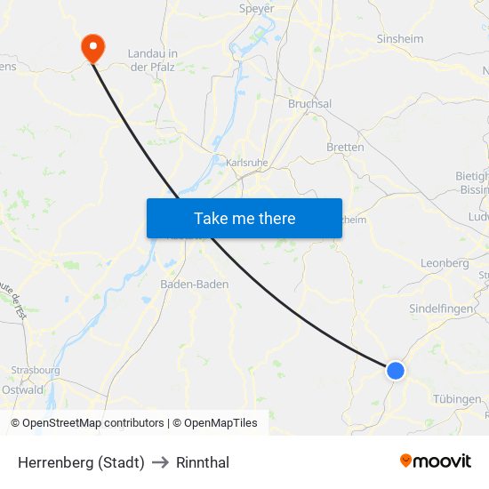 Herrenberg (Stadt) to Rinnthal map