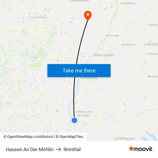 Hausen An Der Möhlin to Rinnthal map