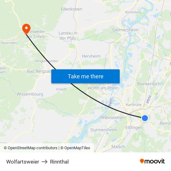 Wolfartsweier to Rinnthal map