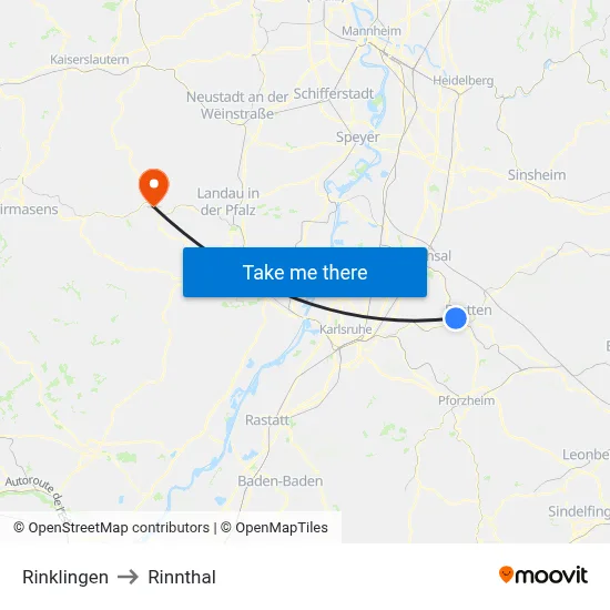 Rinklingen to Rinnthal map