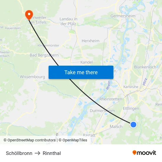 Schöllbronn to Rinnthal map