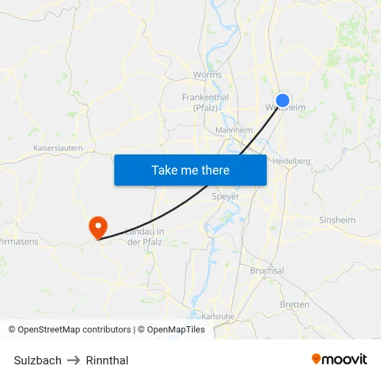 Sulzbach to Rinnthal map