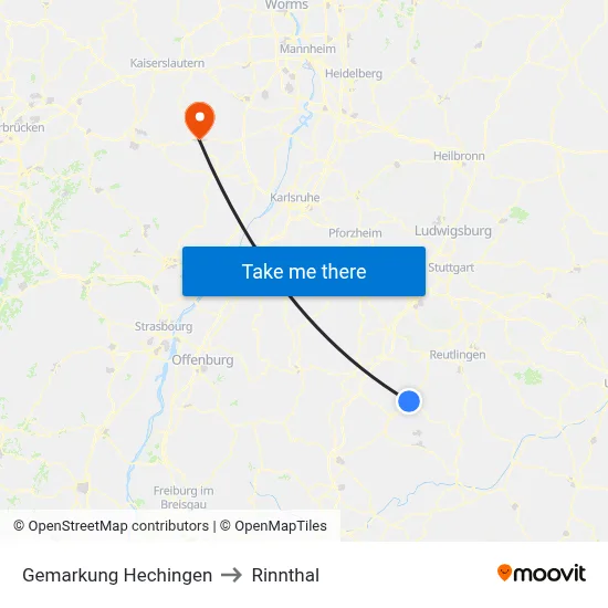 Gemarkung Hechingen to Rinnthal map