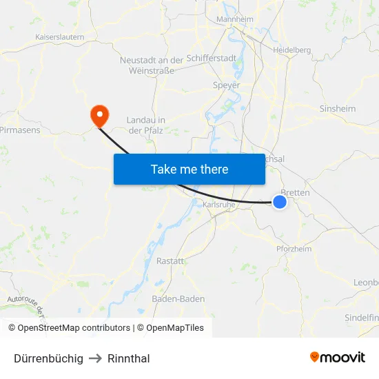 Dürrenbüchig to Rinnthal map