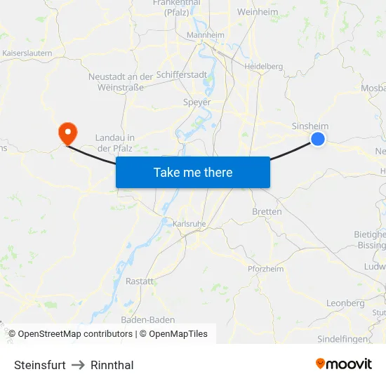 Steinsfurt to Rinnthal map