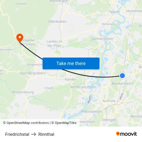 Friedrichstal to Rinnthal map