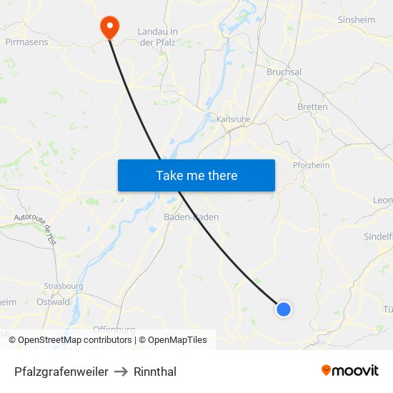 Pfalzgrafenweiler to Rinnthal map