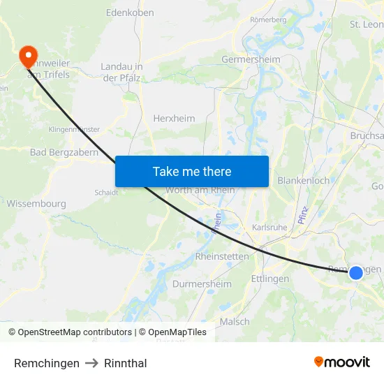 Remchingen to Rinnthal map
