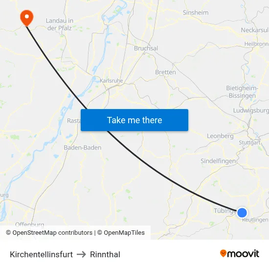 Kirchentellinsfurt to Rinnthal map