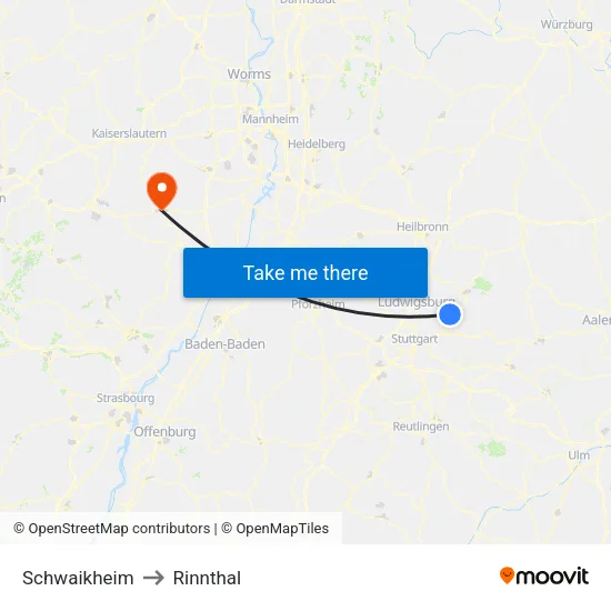 Schwaikheim to Rinnthal map