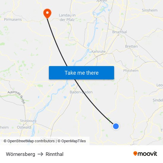 Wörnersberg to Rinnthal map