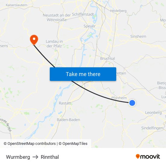 Wurmberg to Rinnthal map