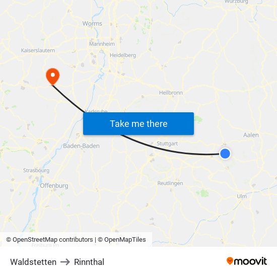 Waldstetten to Rinnthal map