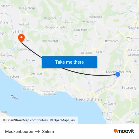 Meckenbeuren to Salem map