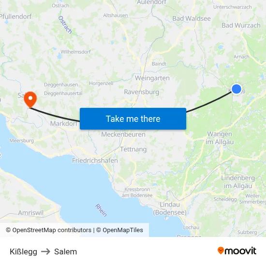 Kißlegg to Salem map
