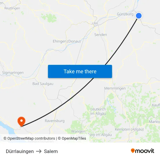 Dürrlauingen to Salem map