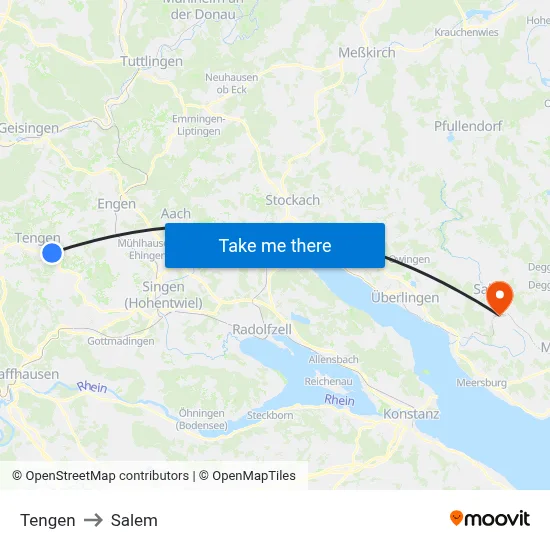 Tengen to Salem map