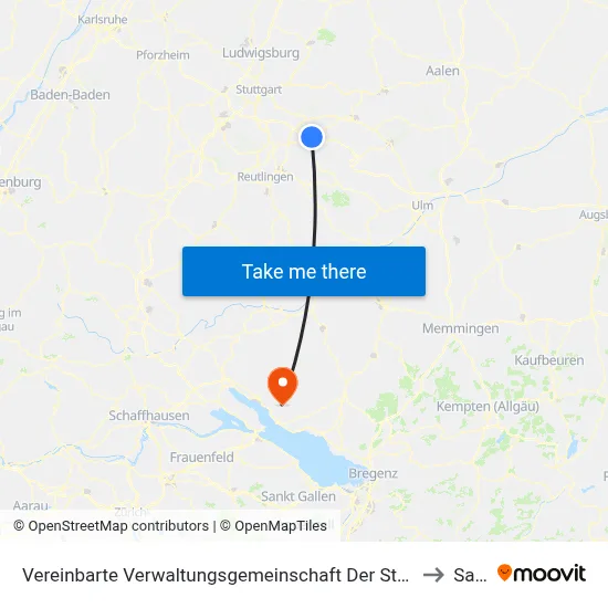Vereinbarte Verwaltungsgemeinschaft Der Stadt Kirchheim Unter Teck to Salem map