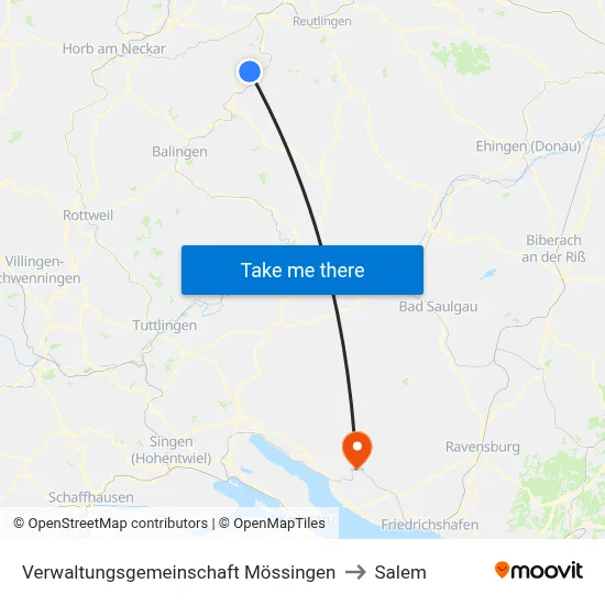 Verwaltungsgemeinschaft Mössingen to Salem map