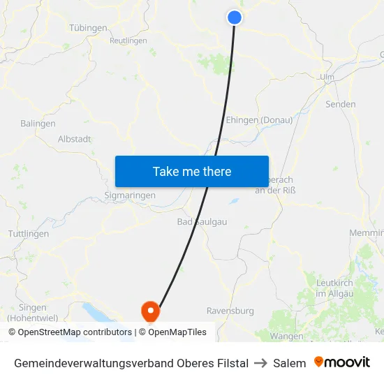 Gemeindeverwaltungsverband Oberes Filstal to Salem map