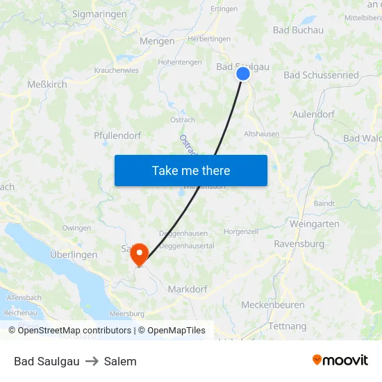 Bad Saulgau to Salem map