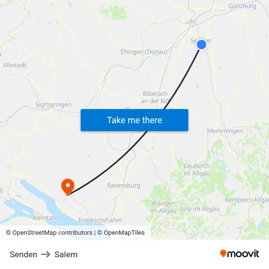Senden to Salem map