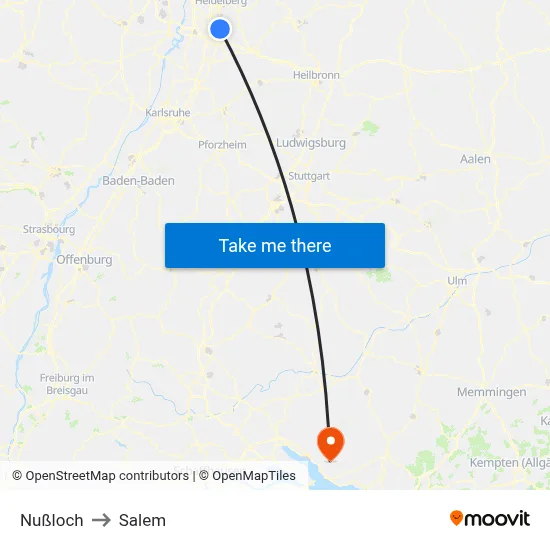 Nußloch to Salem map