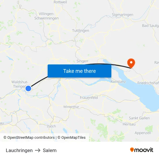Lauchringen to Salem map