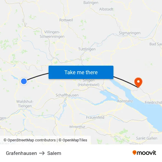 Grafenhausen to Salem map