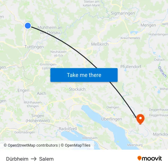 Dürbheim to Salem map