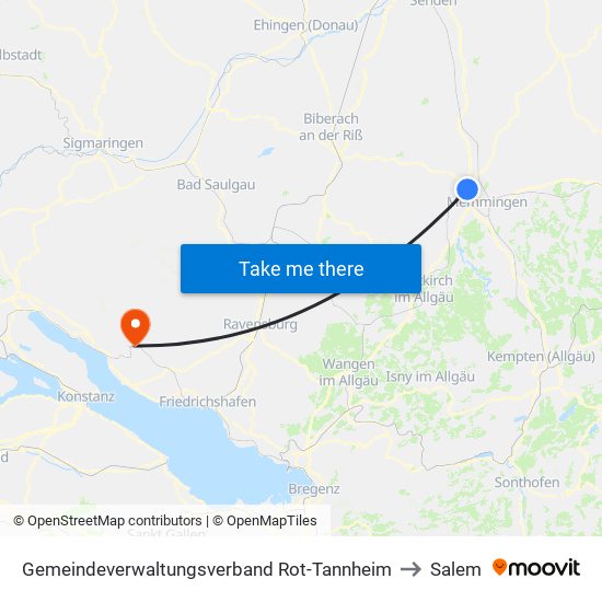 Gemeindeverwaltungsverband Rot-Tannheim to Salem map