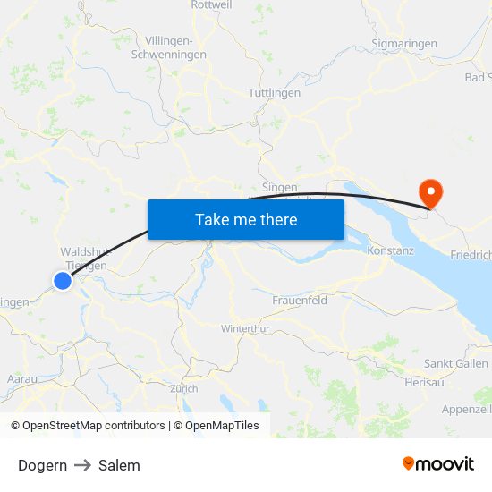 Dogern to Salem map