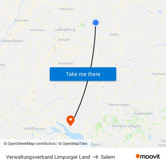 Verwaltungsverband Limpurger Land to Salem map