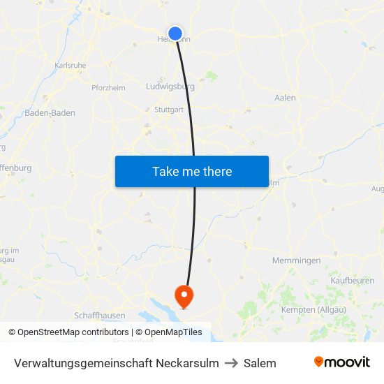 Verwaltungsgemeinschaft Neckarsulm to Salem map